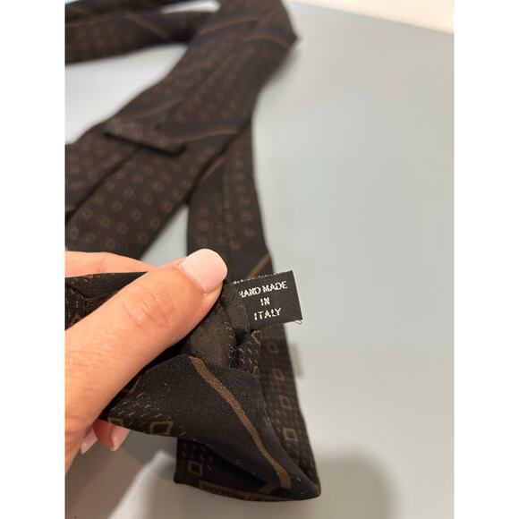 Giorgio Armani silk tie black and grey print - Picture 4 of 5